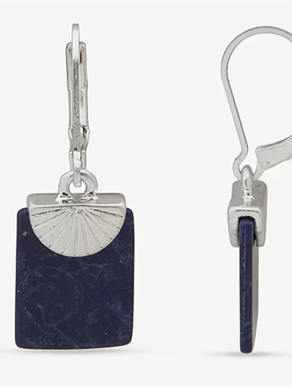 jcpenney Silver-Tone and Navy Blue Rectangular Drop Earrings